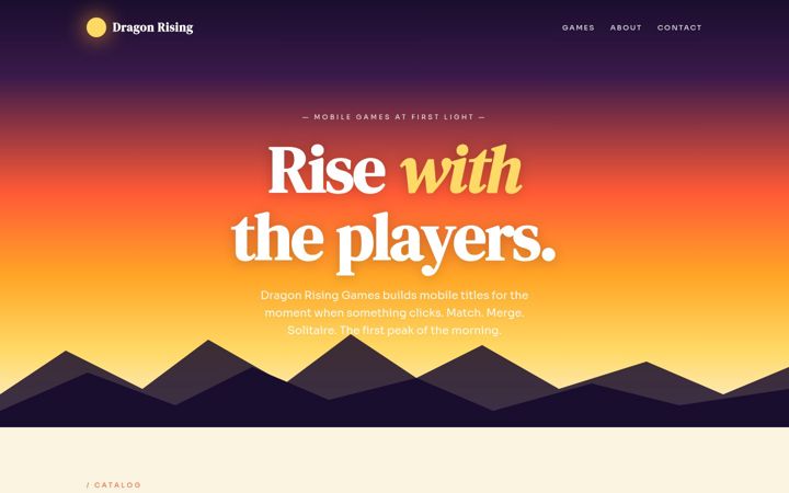 Screenshot of dragonrisinggames.com