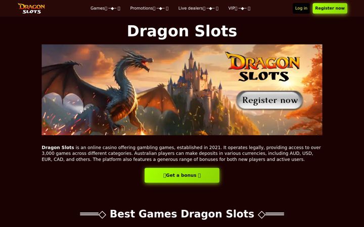 Screenshot of dragonslotsau.com