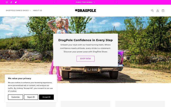 Screenshot of dragpoleshoes.com