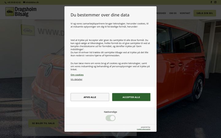 Skærmbillede af dragsholmbilsalg.dk