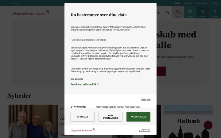 Skærmbillede af dragsholmsparekasse.dk