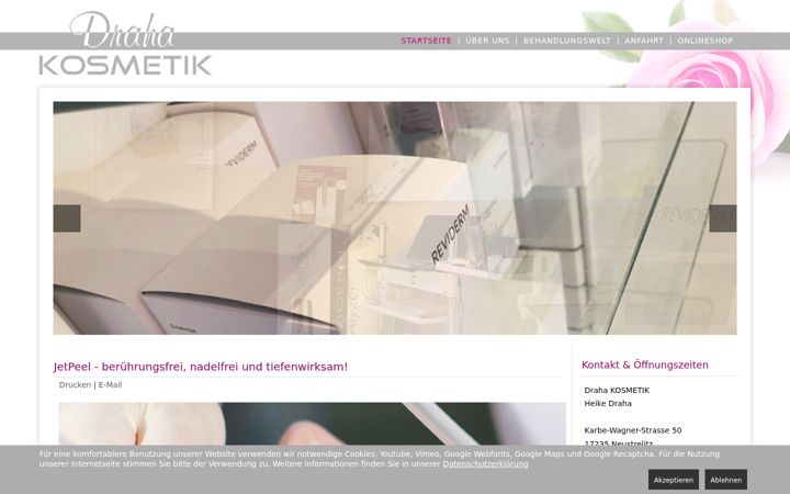 Screenshot stránky draha-kosmetik.de