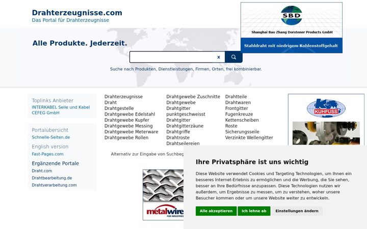 Screenshot of drahterzeugnisse.com