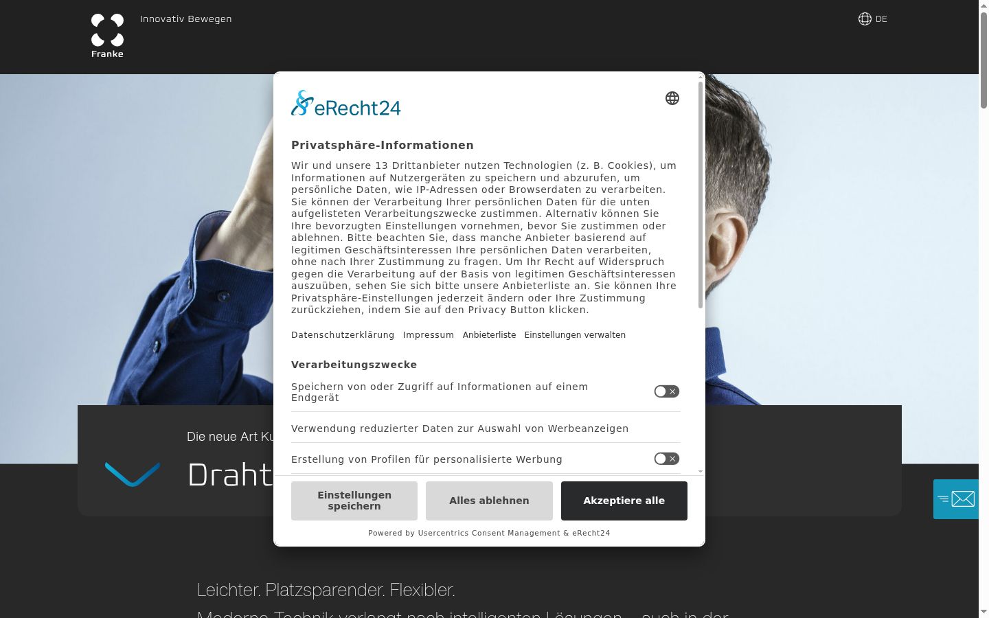 Captură de ecran a bannerului de consimțământ afișat înainte de orice interacțiune
