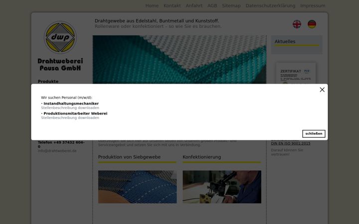 Screenshot of drahtweberei.de
