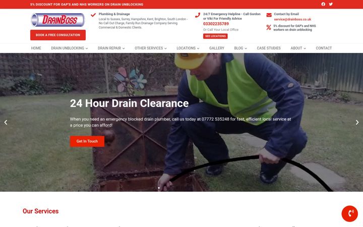 Screenshot του drainboss.co.uk