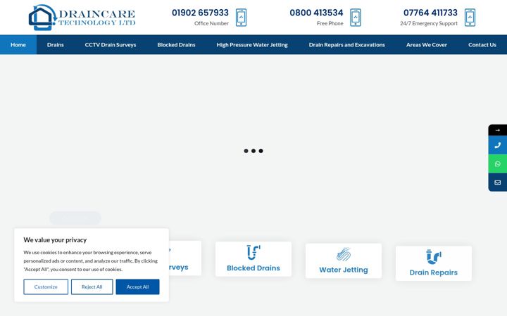 Screenshot του draincaretechnology.co.uk