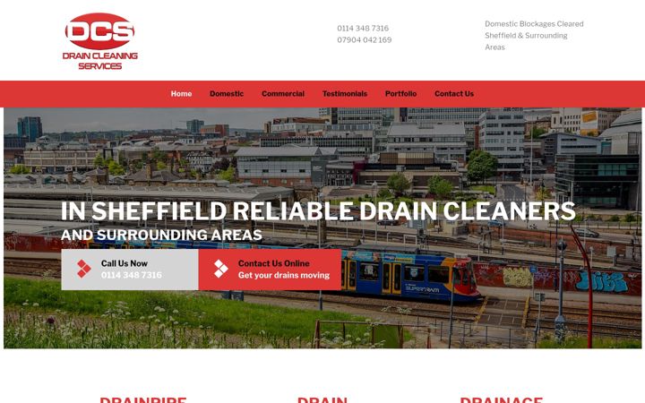 Screenshot του draincleaningservicesheffield.co.uk