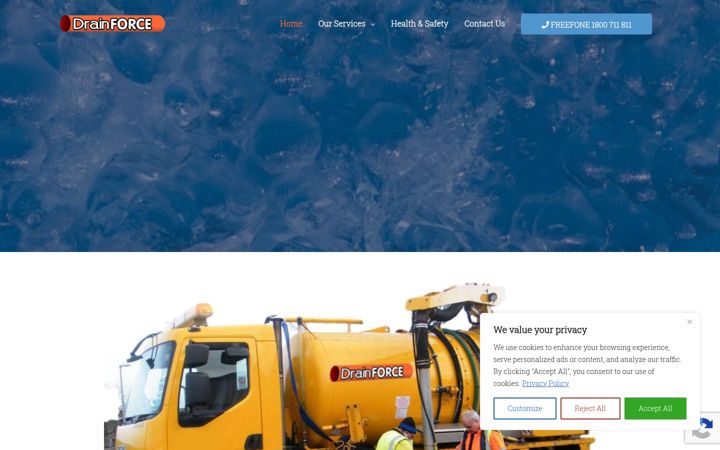 Screenshot of drainforcecleaning.com