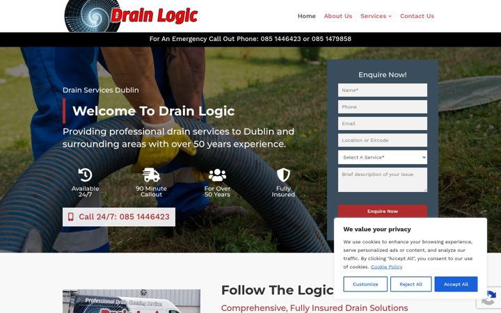 Screenshot ta' drainlogic.ie