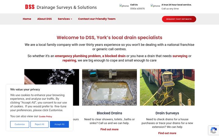 Posnetek zaslona drainservicesyork.co.uk
