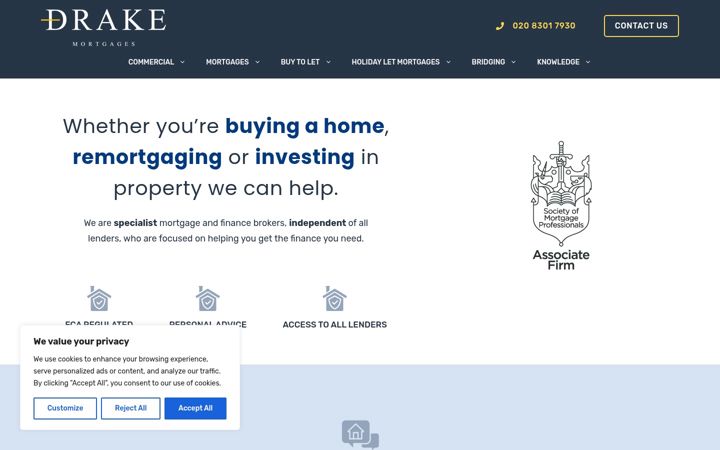 Snímek obrazovky drakemortgages.co.uk