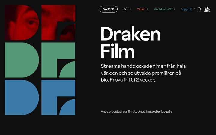 Captură de ecran a drakenfilm.se