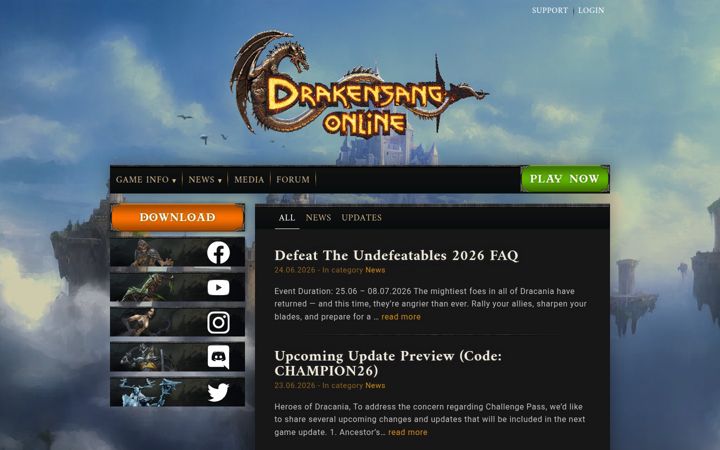 Ekraanipilt saidist drakensang.com