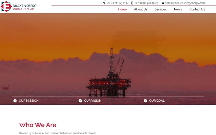 Screenshot stránky drakensbergenergy.co.za