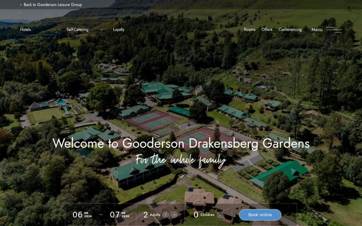 Screenshot stránky drakensberggardens.co.za