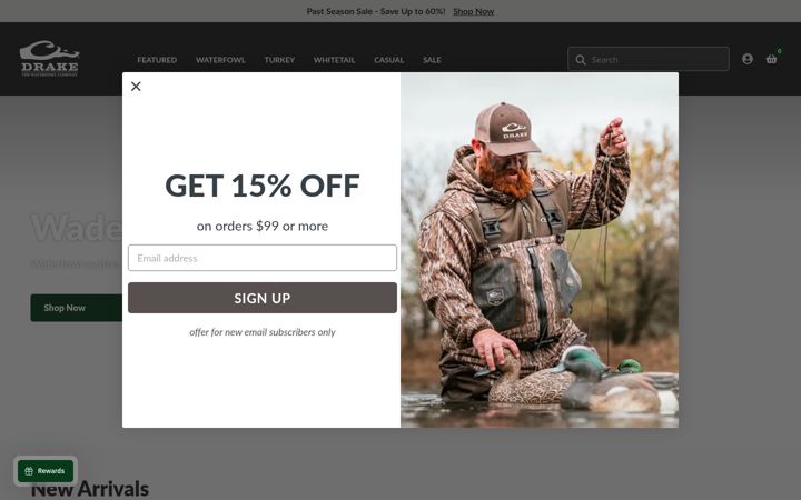 Screenshot του drakewaterfowl.com