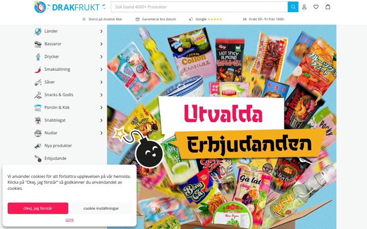 Captură de ecran a drakfrukt.se