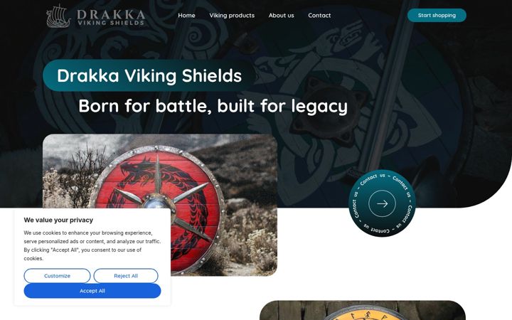 Captura de pantalla de drakkavikingshields.ca