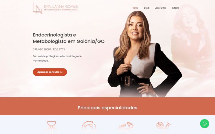 Ekrānuzņēmums no dralannagomes.com.br