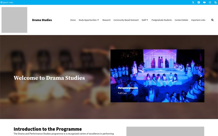 Screenshot stránky dramastudies.ukzn.ac.za