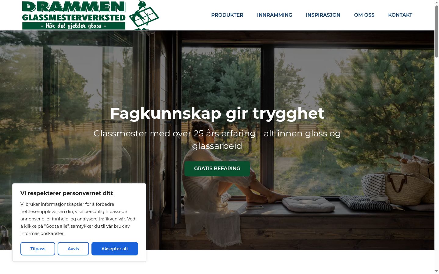 Skærmbillede af samtykkebanneret, som det blev vist før nogen interaktion