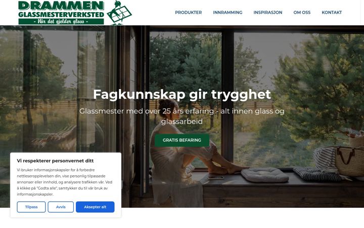 Skærmbillede af drammenglass.no