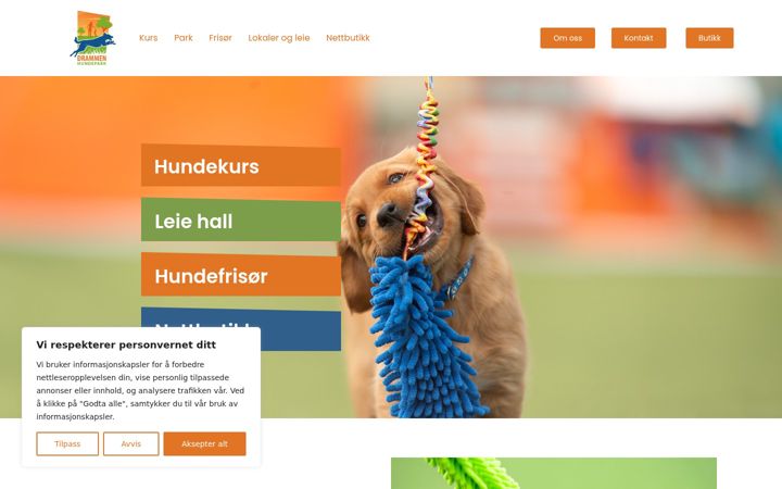 Skærmbillede af drammenhundepark.no