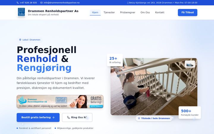 Skærmbillede af drammenrenholdspartner.no