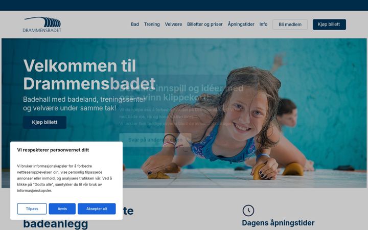 Skærmbillede af drammensbadet.no