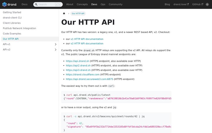 Screenshot of drand.sh