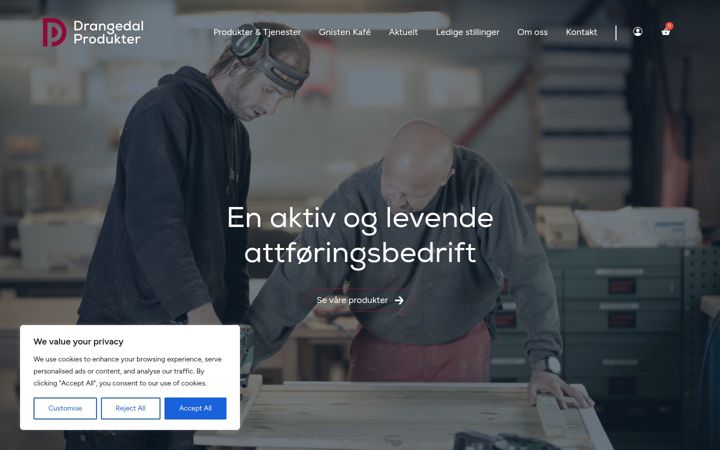 Skærmbillede af drangedal-prod.no