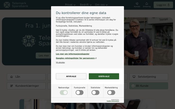 Skærmbillede af drangedalsparebank.no