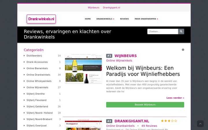 Captura de pantalla de drankwinkels.nl