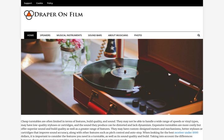 Screenshot of draperonfilm.com