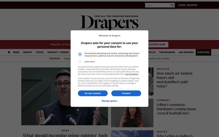 Screenshot of drapersonline.com
