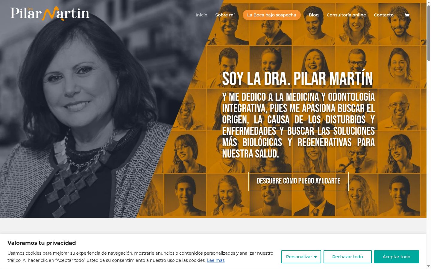 Captura de pantalla del banner de consentimiento mostrado antes de cualquier interacción