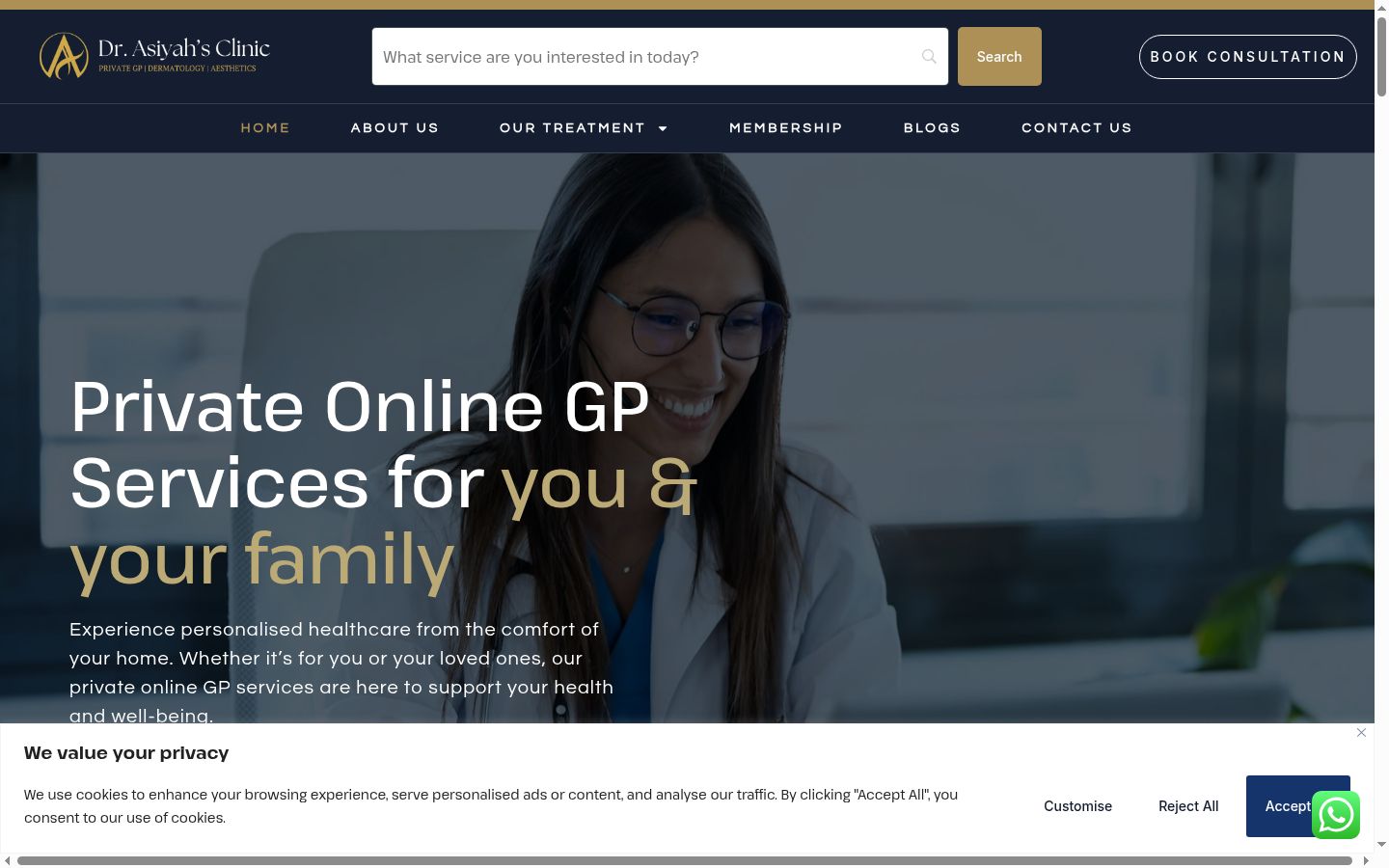 Screenshot of the consent banner shown before any interaction