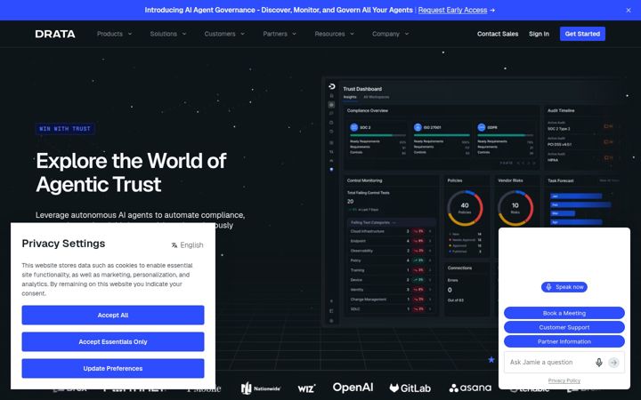 Screenshot of drata.com