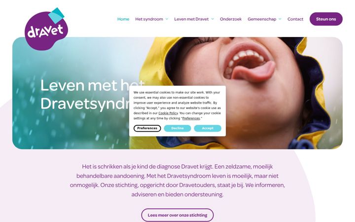Ekrānuzņēmums no dravetsyndroom.eu