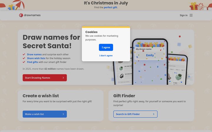 Screenshot of drawnames.com