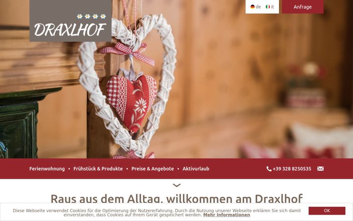 Screenshot of draxlhof.it