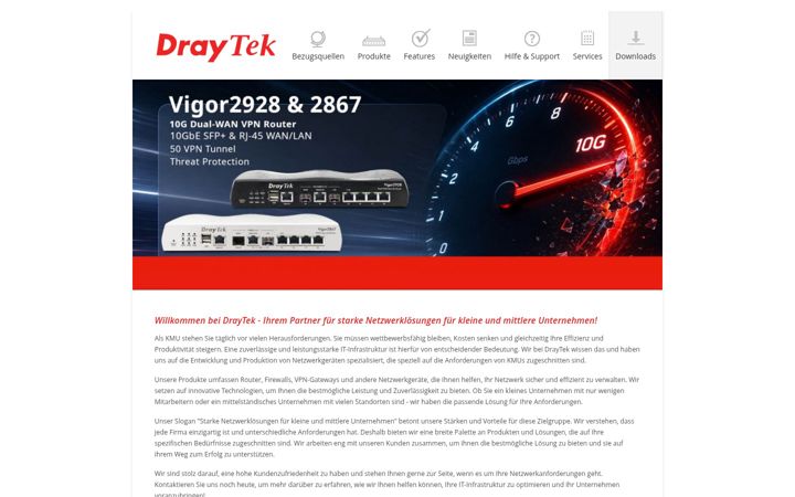 Zrzut ekranu draytek.de