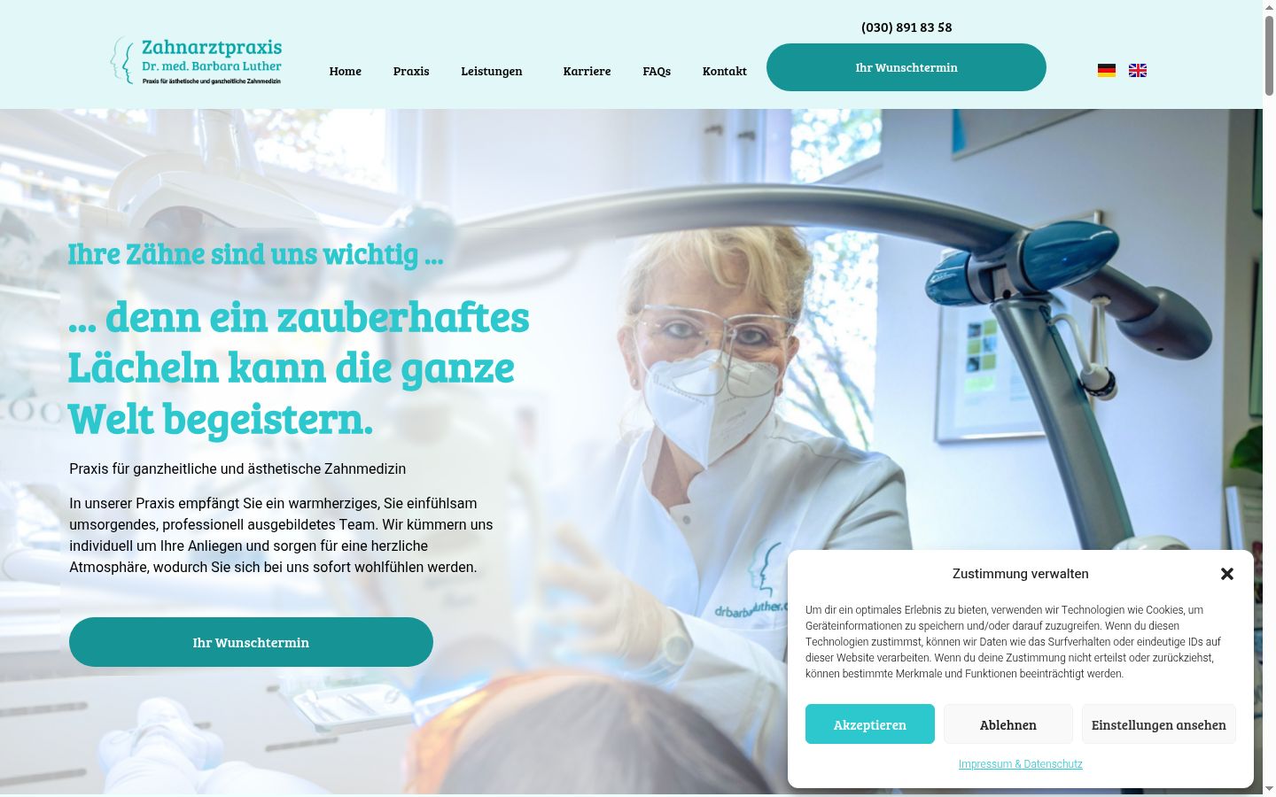 Screenshot del banner di consenso mostrato prima di qualsiasi interazione
