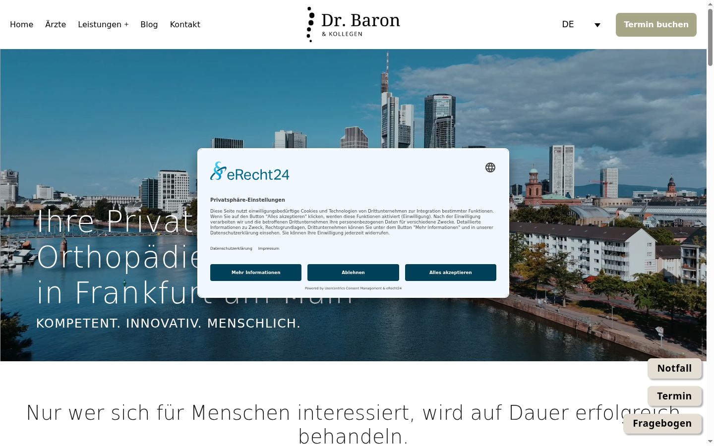 Screenshot of the consent banner shown before any interaction