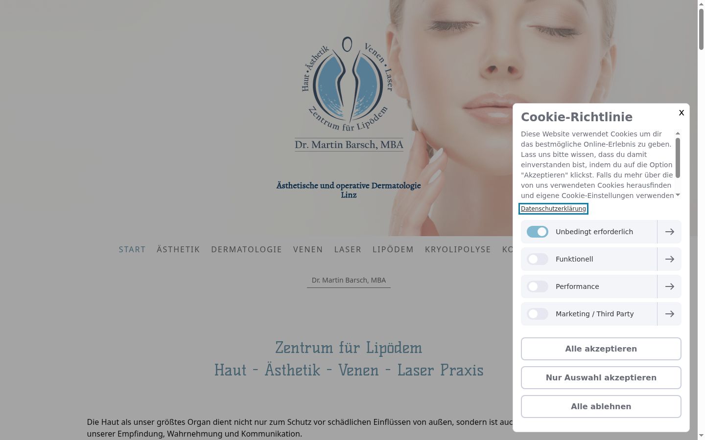 Zrzut ekranu banera zgody wyświetlanego przed jakąkolwiek interakcją