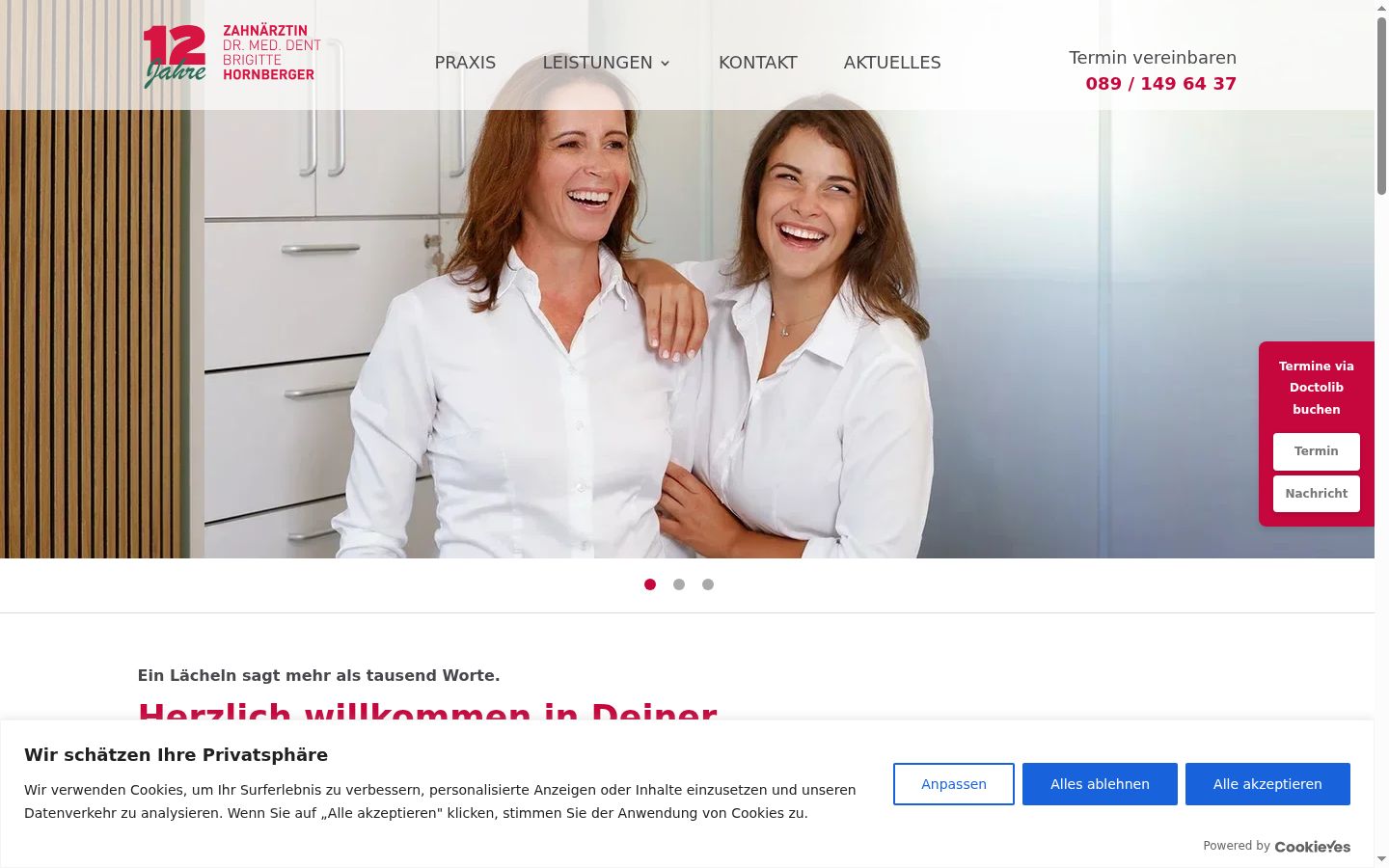 Screenshot des Einwilligungsbanners vor jeglicher Interaktion
