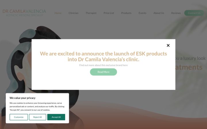 Screenshot of drcamilavalencia.com