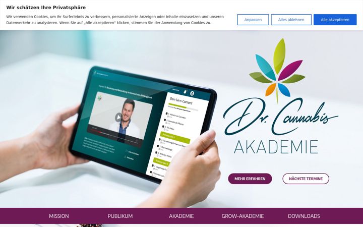 Skjámynd af drcannabis-akademie.de