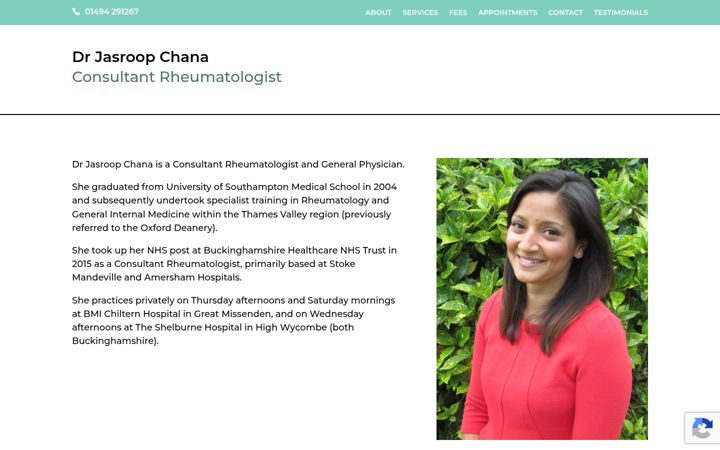 Snímek obrazovky drchanarheumatology.co.uk